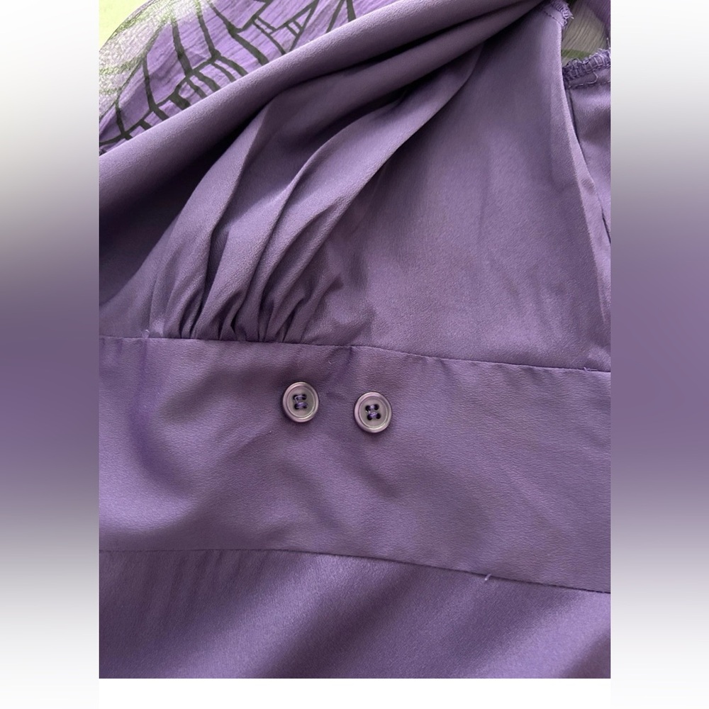 Silkland 100% silk fully lined purple/Black kimono style wrap blouse size small - Picture 5 of 12
